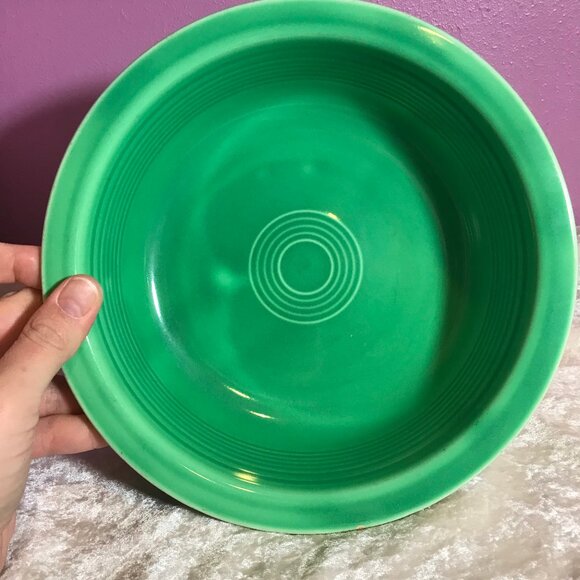 RARE Retro Fiestaware Original Green Nappy Serving Bowl 8 1/2" Vintage Laughlin - Picture 3 of 6